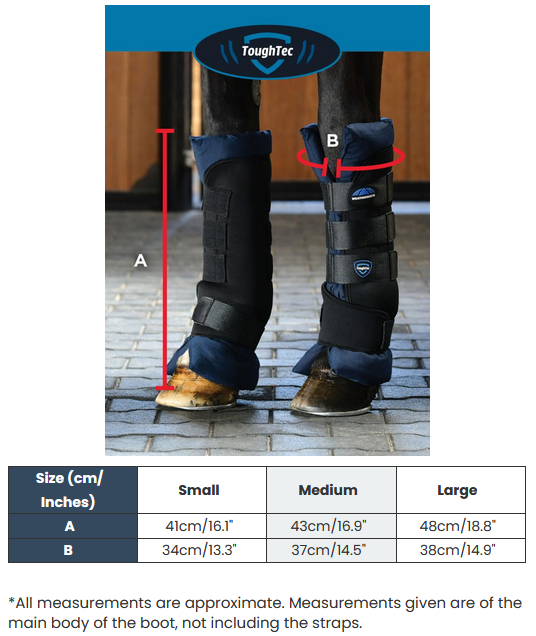 2025 WeatherBeeta Tough Tec Stable Boot Wraps  Size Chart